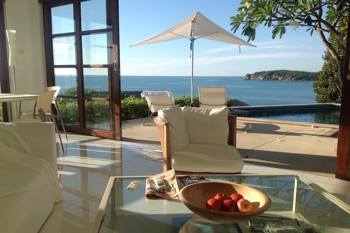Villa, 3 Bedrooms, Private Pool, Sea View (Courtyard Pool Villa) | Living area | 55-cm LED TV with digital channels, pay movies