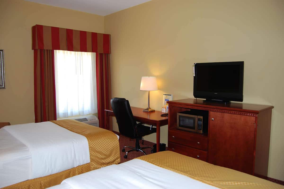 Room, 2 Double Beds, Non Smoking | Premium bedding, desk, blackout drapes, iron/ironing board