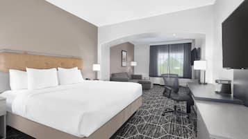 Ropa de cama de alta calidad, escritorio y cortinas blackout