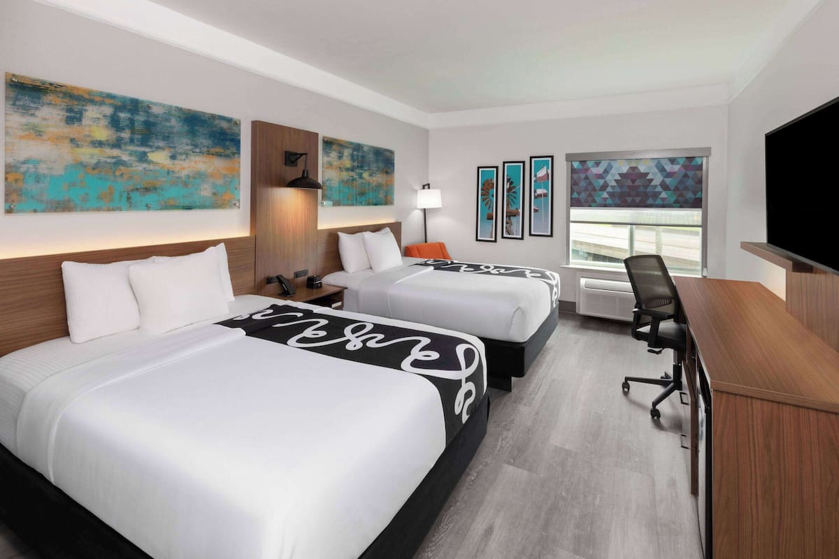 room, 2 queen beds, accessible, non smoking (mobility/hearing, bathtub w/grab bars) | premium bedding, desk, iron/ironing board, free cots/infant beds