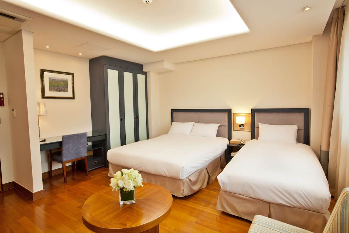 Deluxe Twin kamer | Donzen dekbedden, Select Comfort-bedden, een kluis op de kamer
