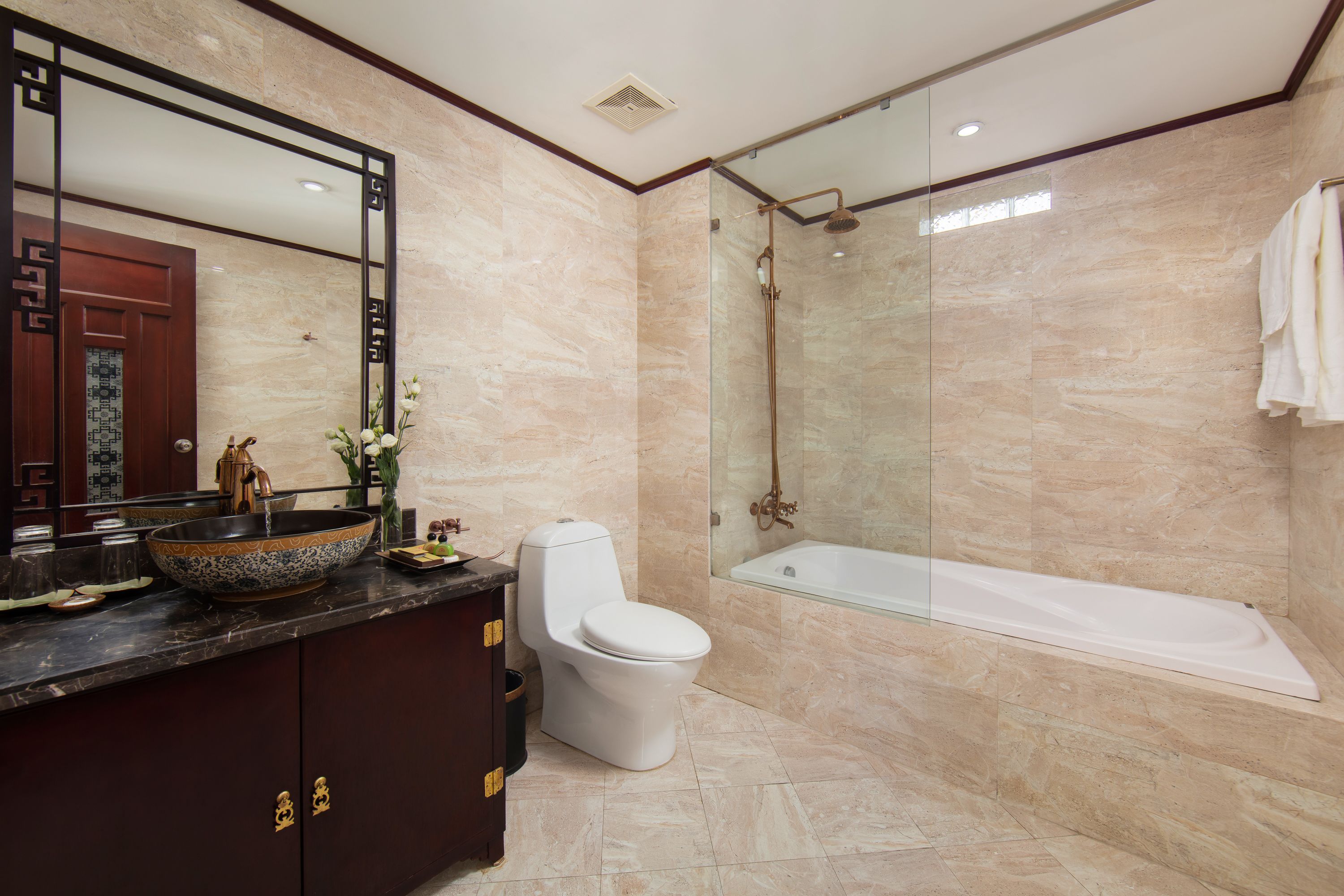 free toiletries, hair dryer, slippers, bidet