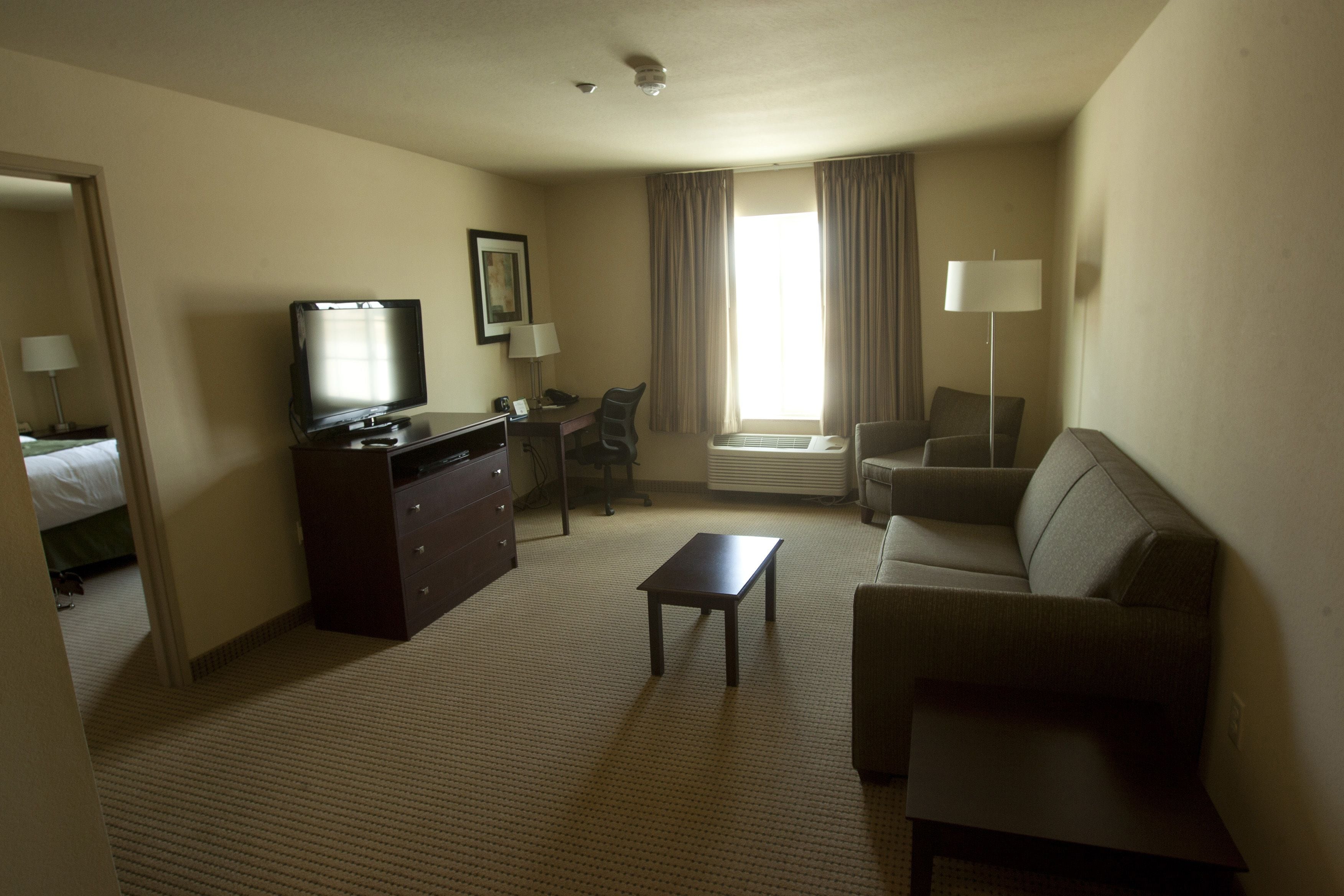 Flat-screen TV, DVD player