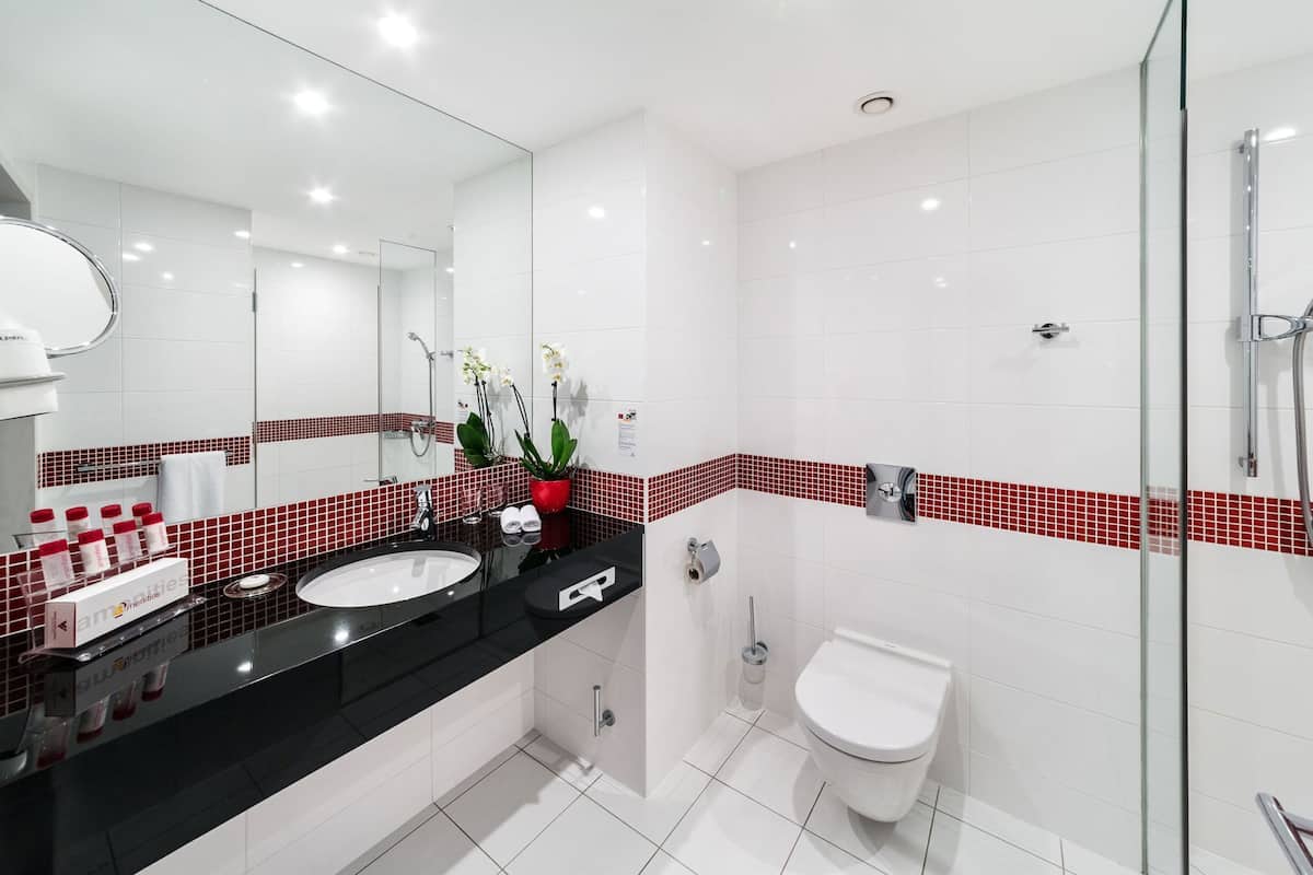 Bathroom | Shower, free toiletries, hair dryer, towels