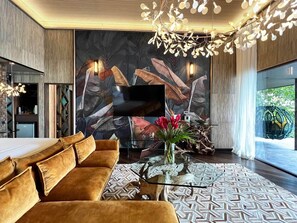 奢华别墅, 1 张特大床, 私人游泳池 | 埃及棉床单、高档床上用品、羽绒被、迷你吧