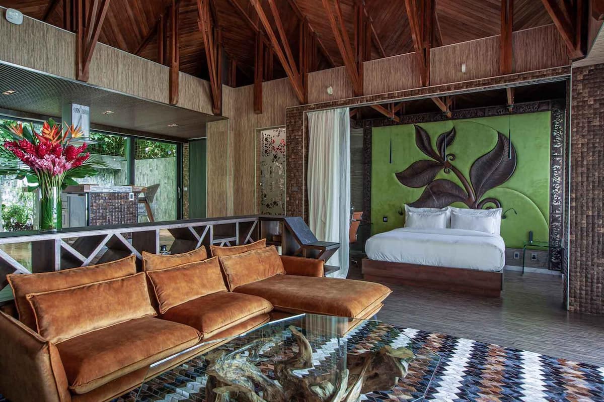 Honeymoon Grand Pool Villa | Living area | 55-inch flat-screen TV with cable channels, TV