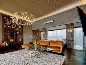 奢华别墅, 1 张特大床, 私人游泳池 | 埃及棉床单、高档床上用品、羽绒被、迷你吧