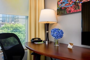 43-inch flat-screen TV with cable channels, TV