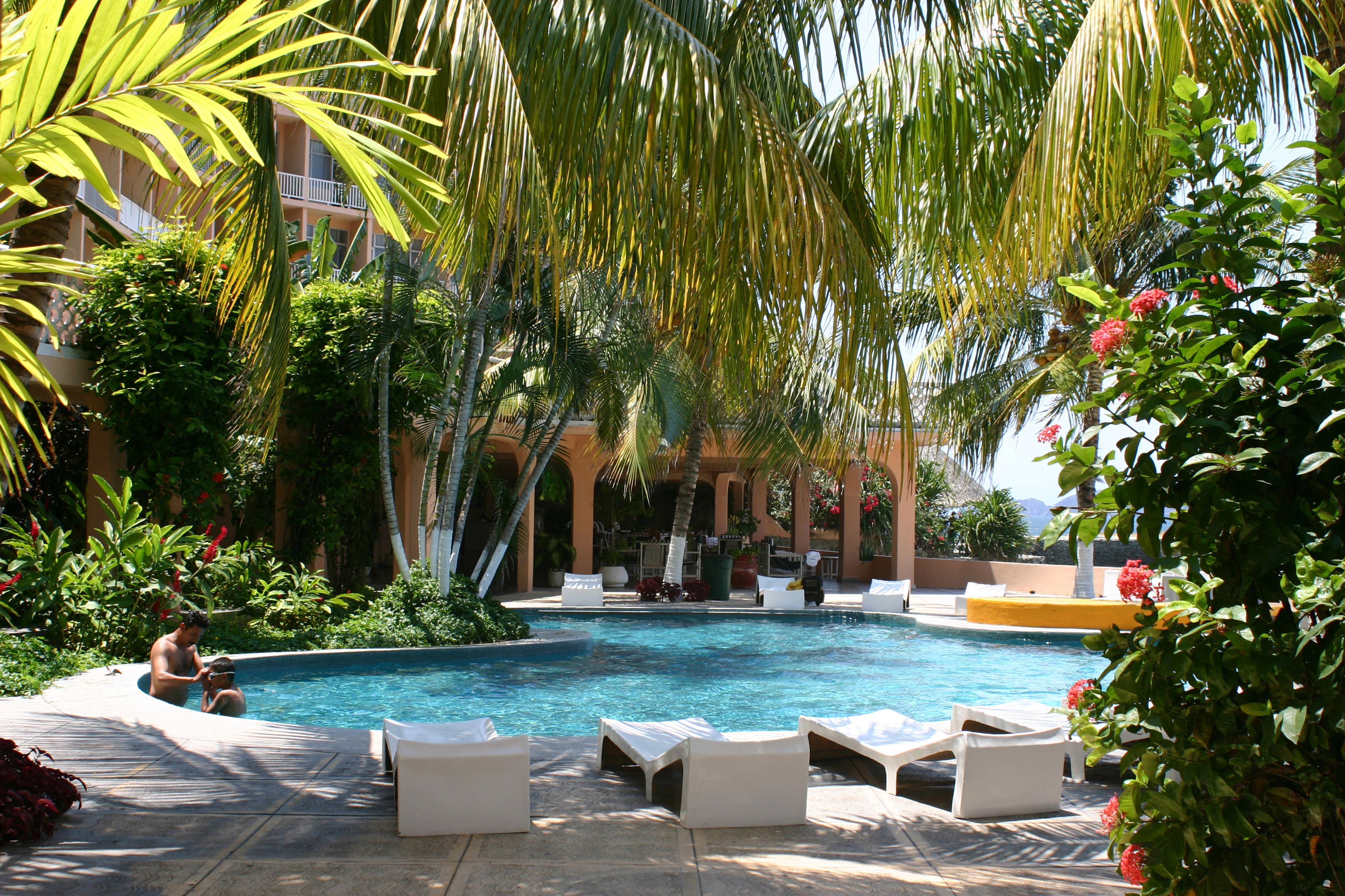 Outdoor pool, open 9:00 AM to 8:00 PM, sun loungers