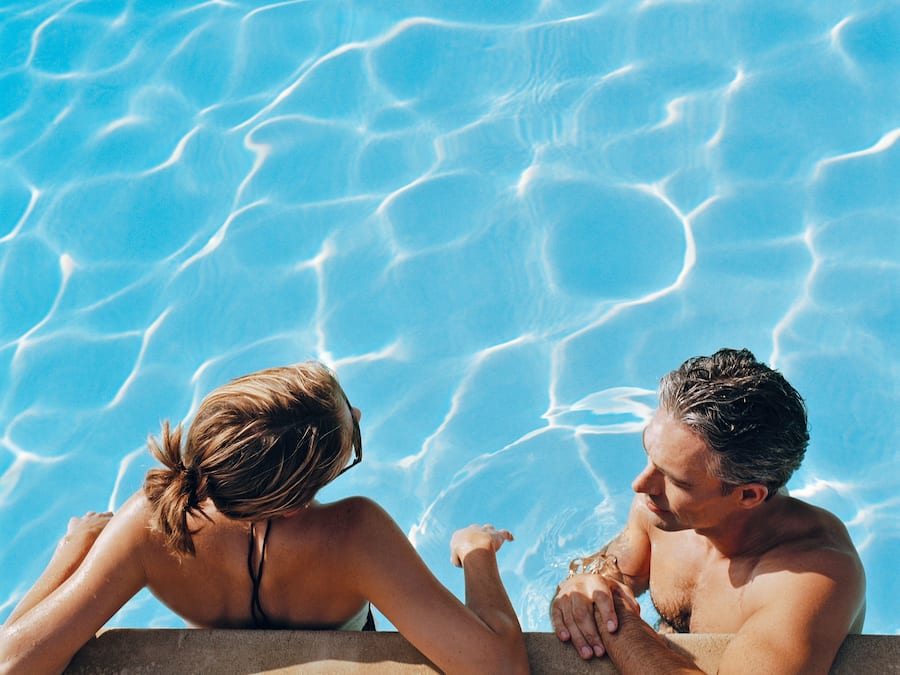 Outdoor pool, open 8:00 AM to 10:00 PM, pool umbrellas, sun loungers