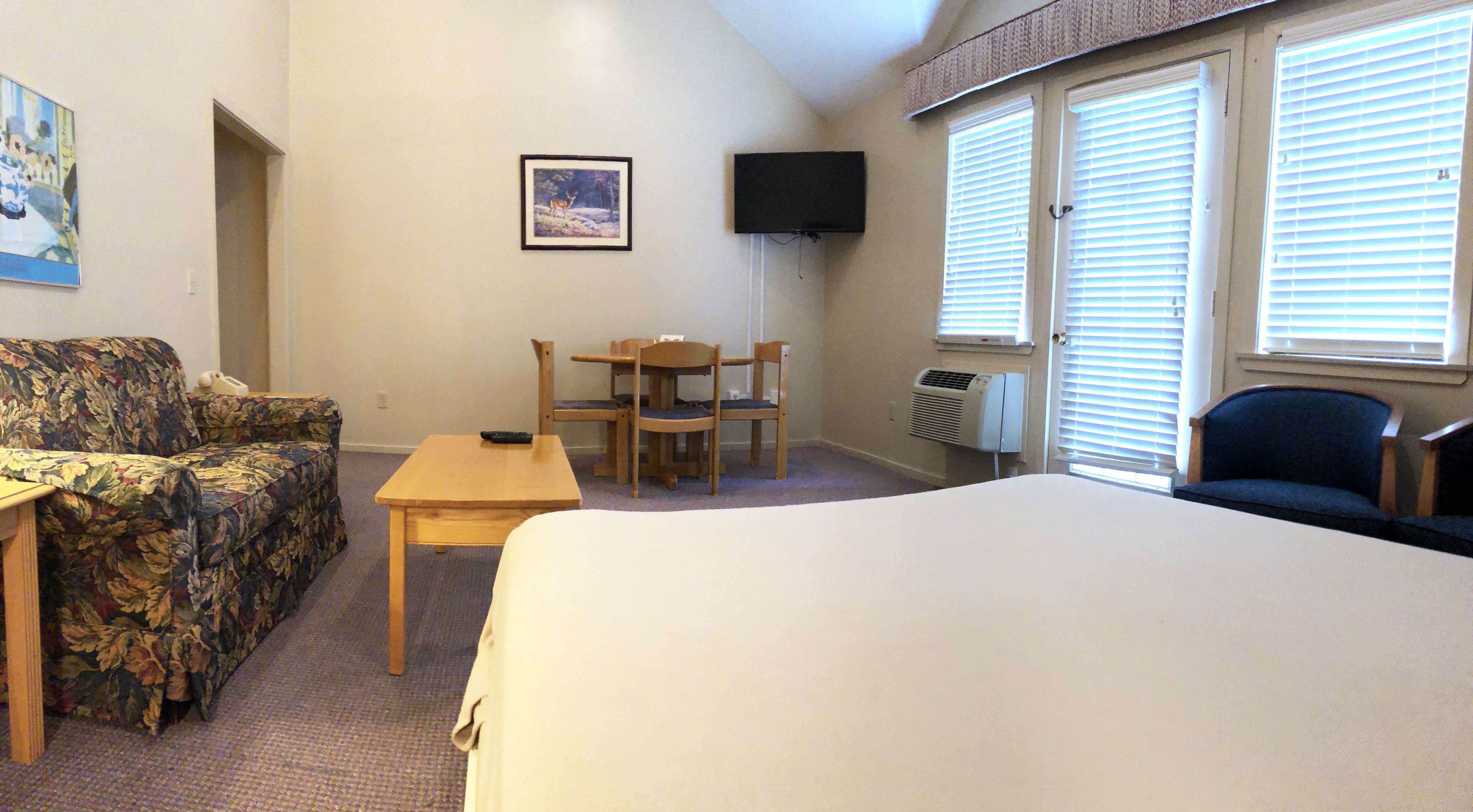 1 bedroom unit, 1 queen wall bed, queen sleep sofa  | extra beds