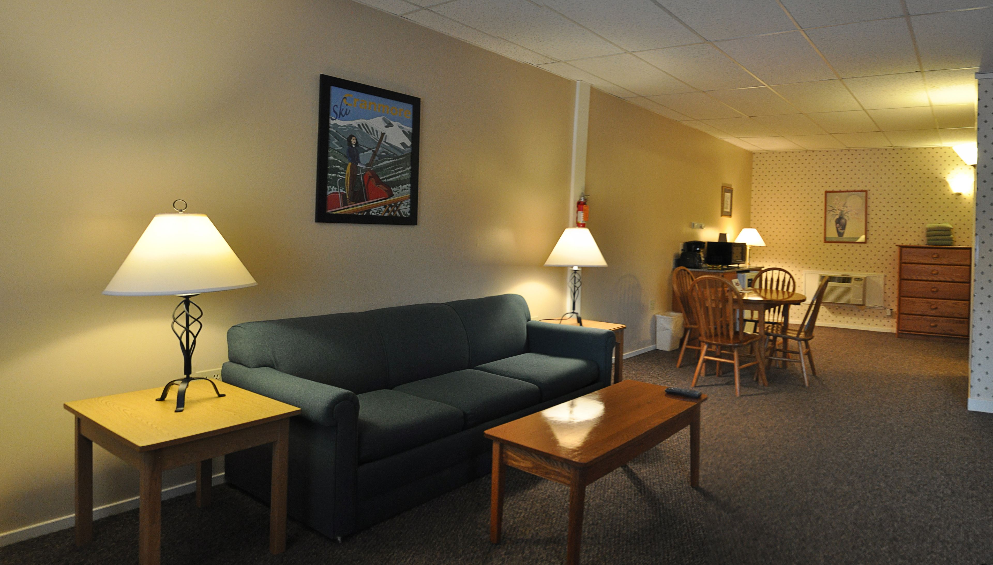 motel room, 1 king bed and queen sleep sofa | living area | flat-screen tv