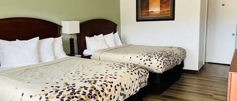 Desk, blackout drapes, WiFi (free), bed sheets