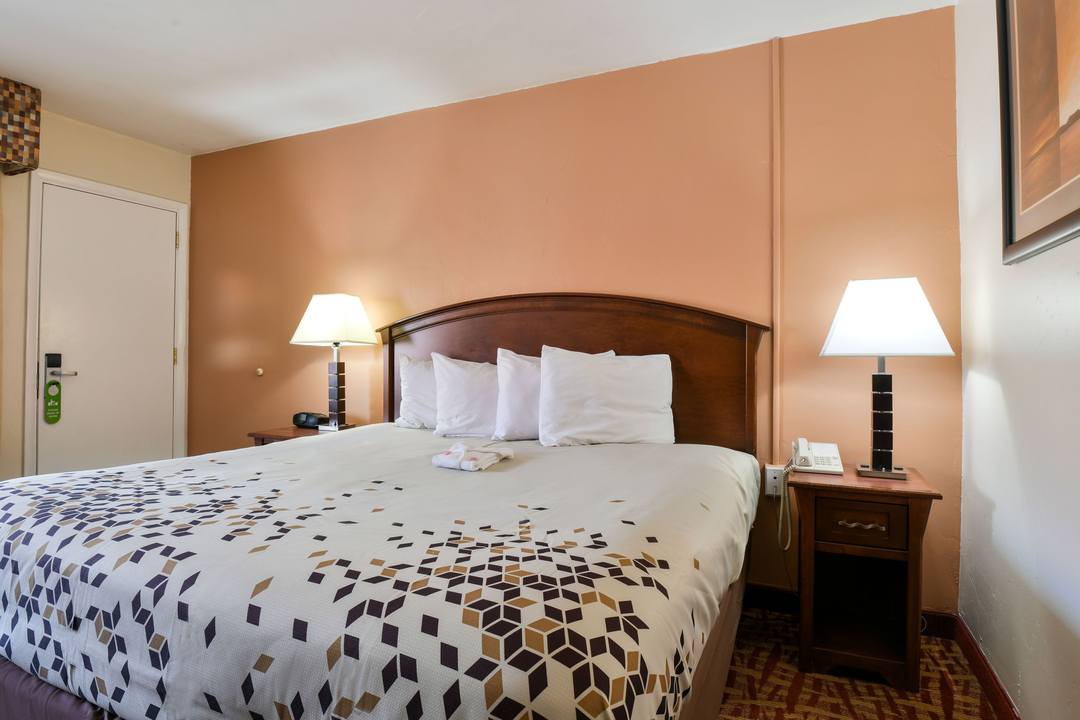 Desk, blackout curtains, free WiFi, bed sheets