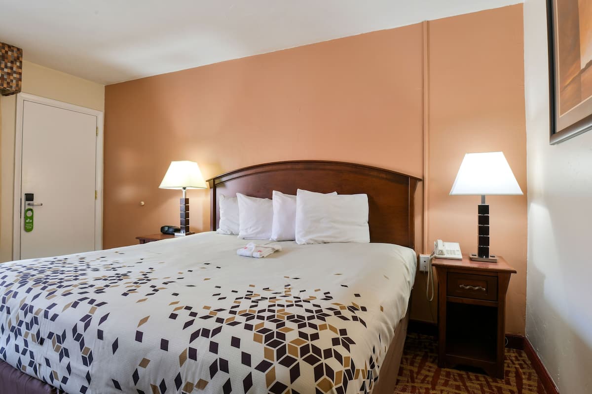 Desk, blackout curtains, free WiFi, bed sheets