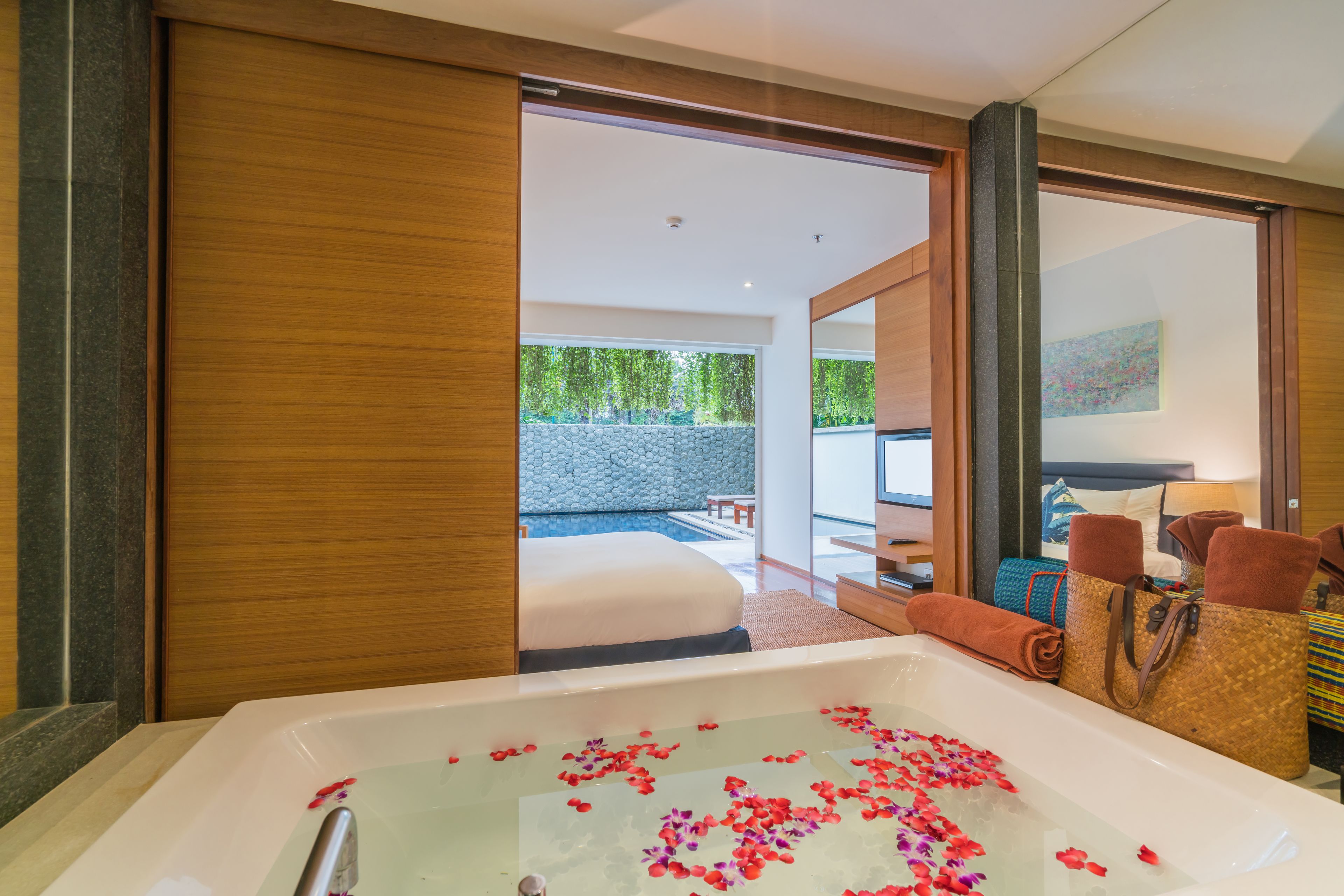 Two Bedroom Pool Residence | Bathroom | Bathrobes, bidet, towels, shampoo