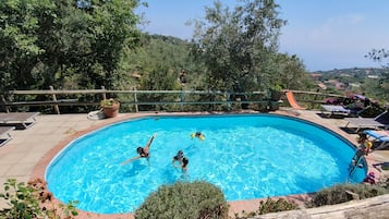 Outdoor pool, pool loungers