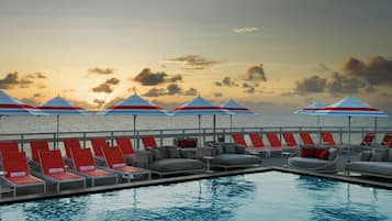 2 outdoor pools, open 8:00 AM to 7:00 PM, pool umbrellas, sun loungers