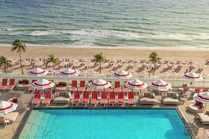 2 outdoor pools, open 8:00 AM to 7:00 PM, pool umbrellas, sun loungers