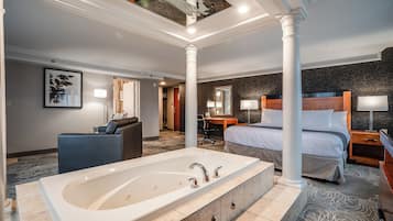 Luxury King Suite with Jetted Tub | Down duvets, in-room safe, desk, blackout curtains