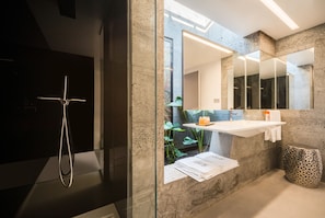 Dusche, Regendusche, Designer-Toilettenartikel, Haartrockner