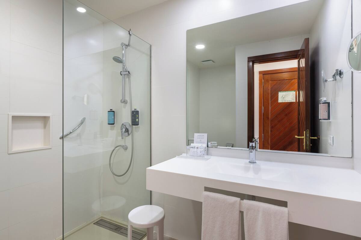 free toiletries, hair dryer, towels