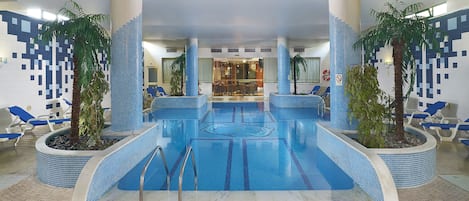 Indoor pool, pool umbrellas