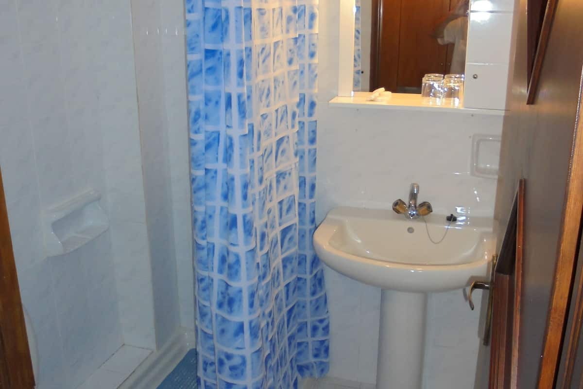 economy twin room, garden view | bathroom | shower, free toiletries, hair dryer, towels