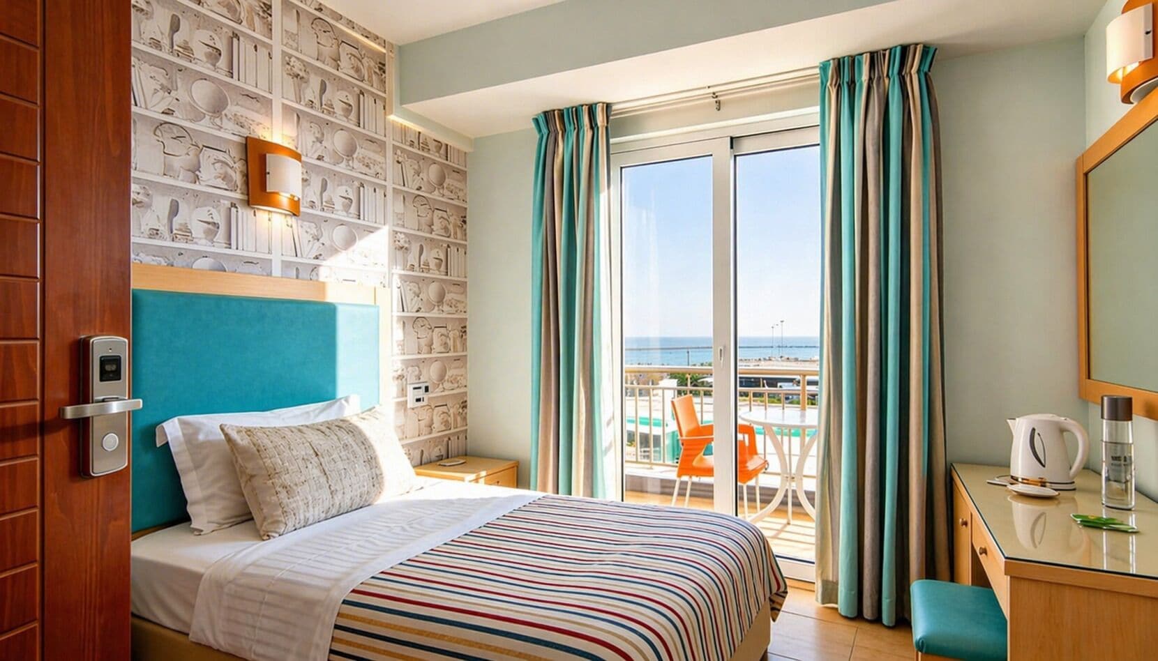 Habitación individual Deluxe, vistas al mar | Minibar, caja fuerte, escritorio y sistema de insonorización