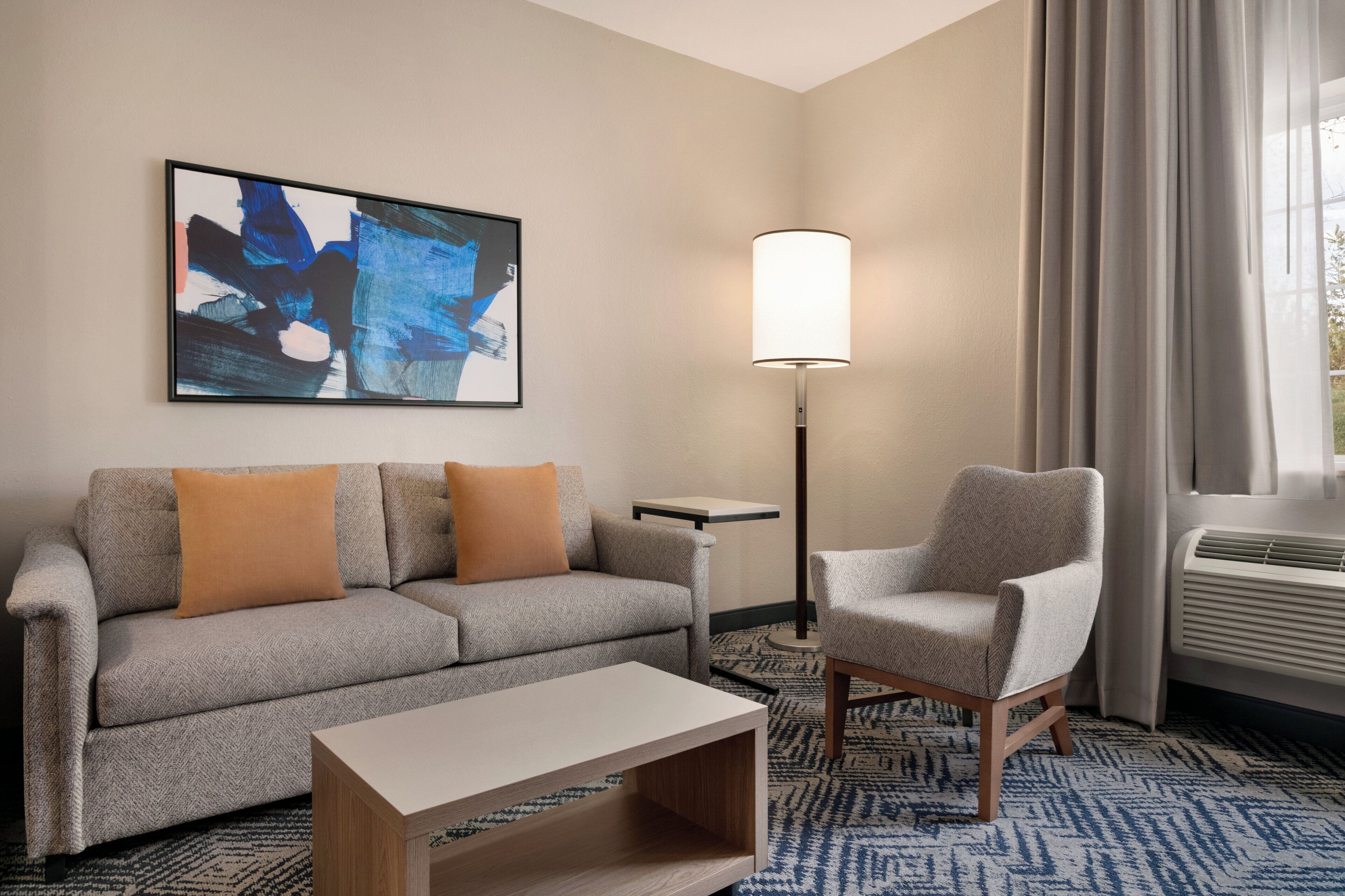 43-inch flat-screen TV with satellite channels, TV, streaming services