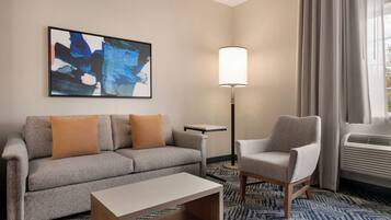 43-inch flat-screen TV with satellite channels, TV, streaming services