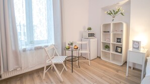 Standard Double Room, Refrigerator & Microwave | Private kitchen | Coffee/tea maker, full-sized fridge, microwave, cookware/dishes/utensils - Residence Kazimierz (Krakow)