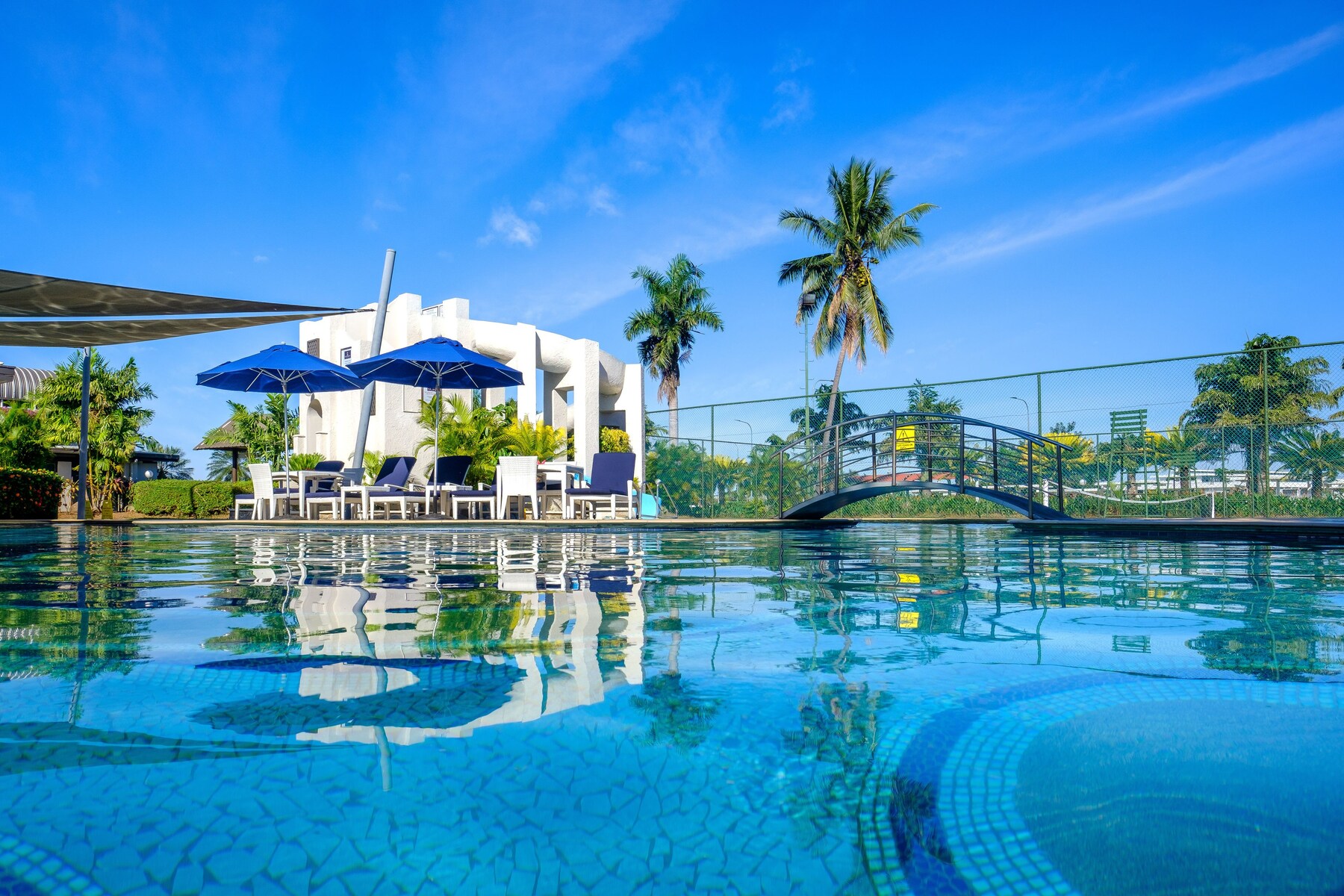 2 outdoor pools, pool umbrellas, pool loungers