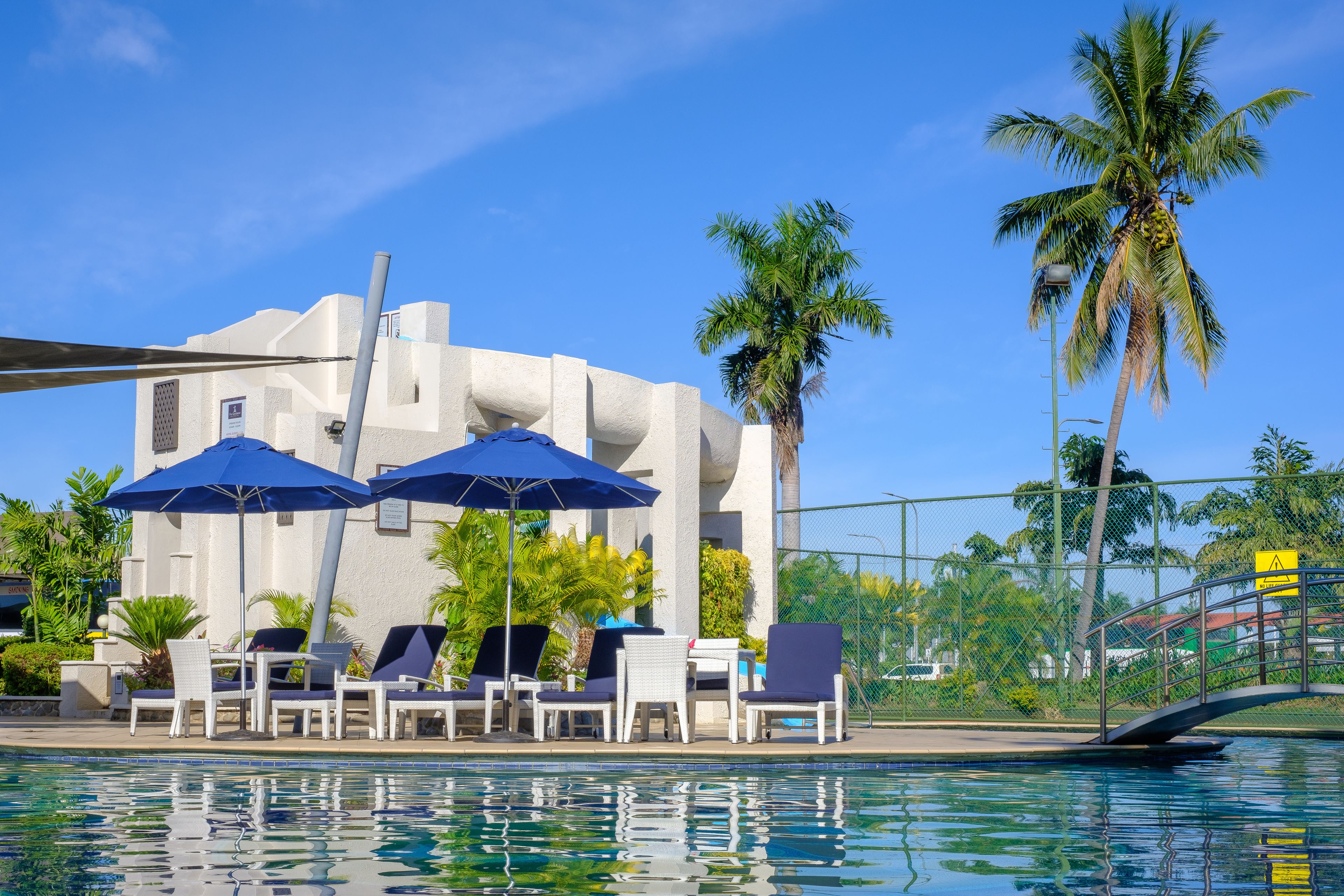 2 outdoor pools, pool umbrellas, pool loungers