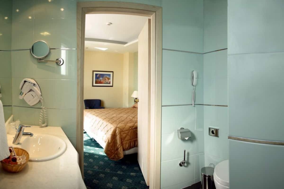 free toiletries, hair dryer, towels