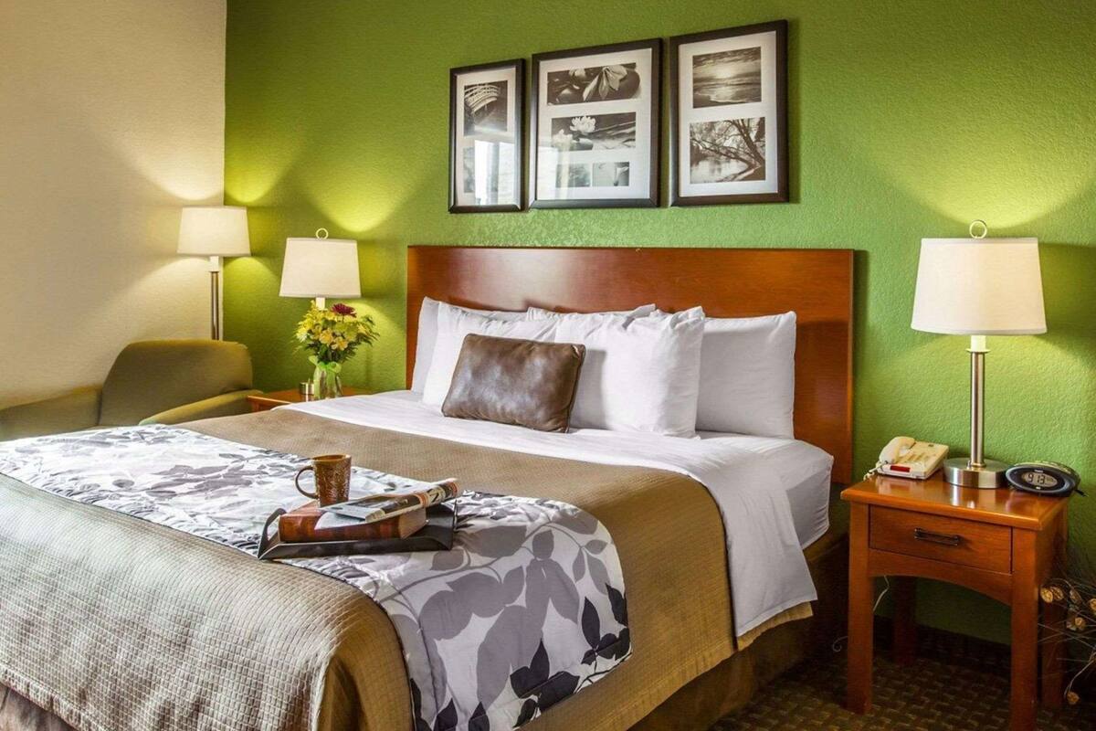 Pillow-top beds, desk, blackout curtains, iron/ironing board