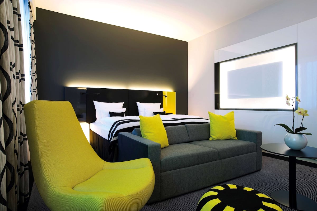 In-room safe, desk, laptop workspace, blackout curtains