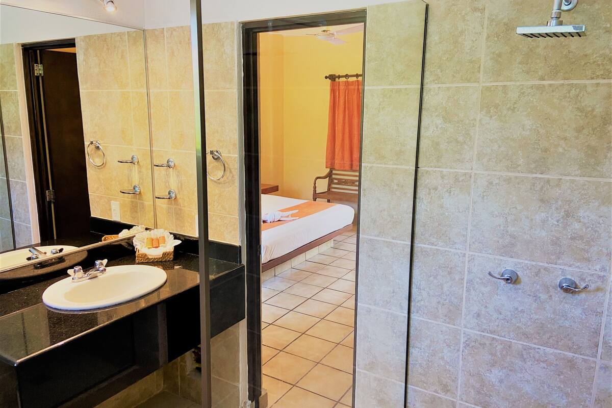 deluxe room, terrace | bathroom | shower, free toiletries, hair dryer, towels