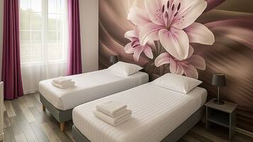 Premium bedding, individually decorated, individually furnished, desk