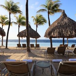 Private beach, white sand, sun loungers, beach umbrellas