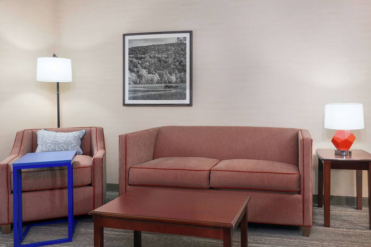 studio suite, 1 king bed with sofa bed, non smoking | living area | 49-inch lcd tv with premium tv channels, tv
