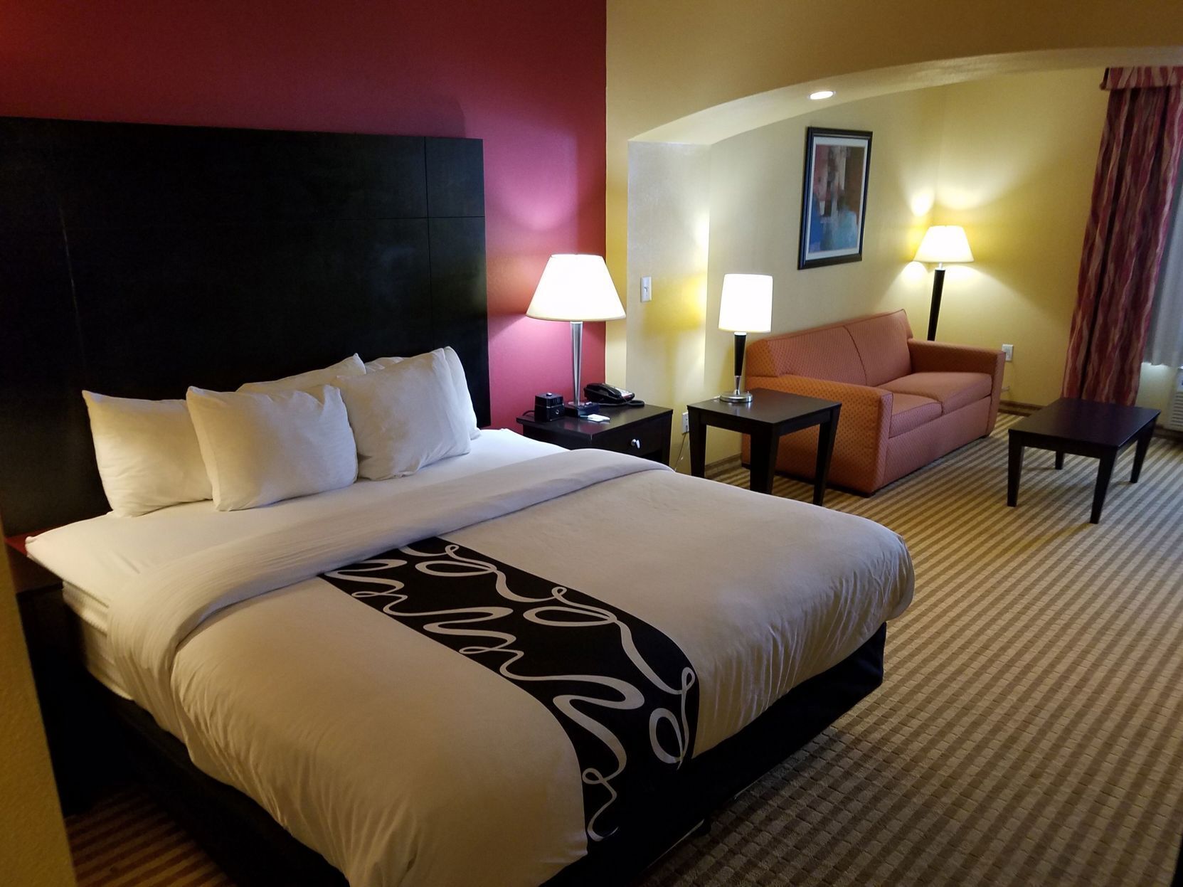 Premium bedding, down comforters, desk, blackout drapes