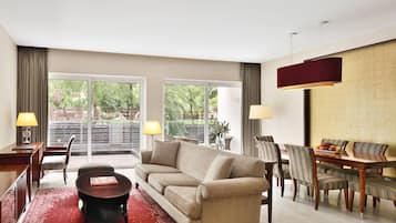 LCD TV, DVD player, iPod dock, foosball