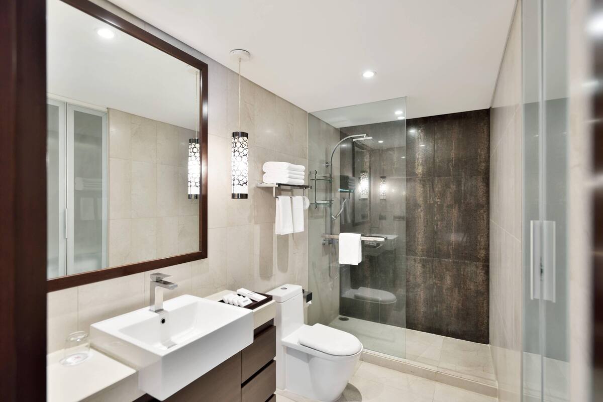 free toiletries, hair dryer, bathrobes, slippers