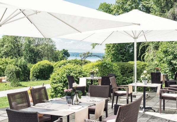 Lunch, dinner served; Regional cuisine, garden views