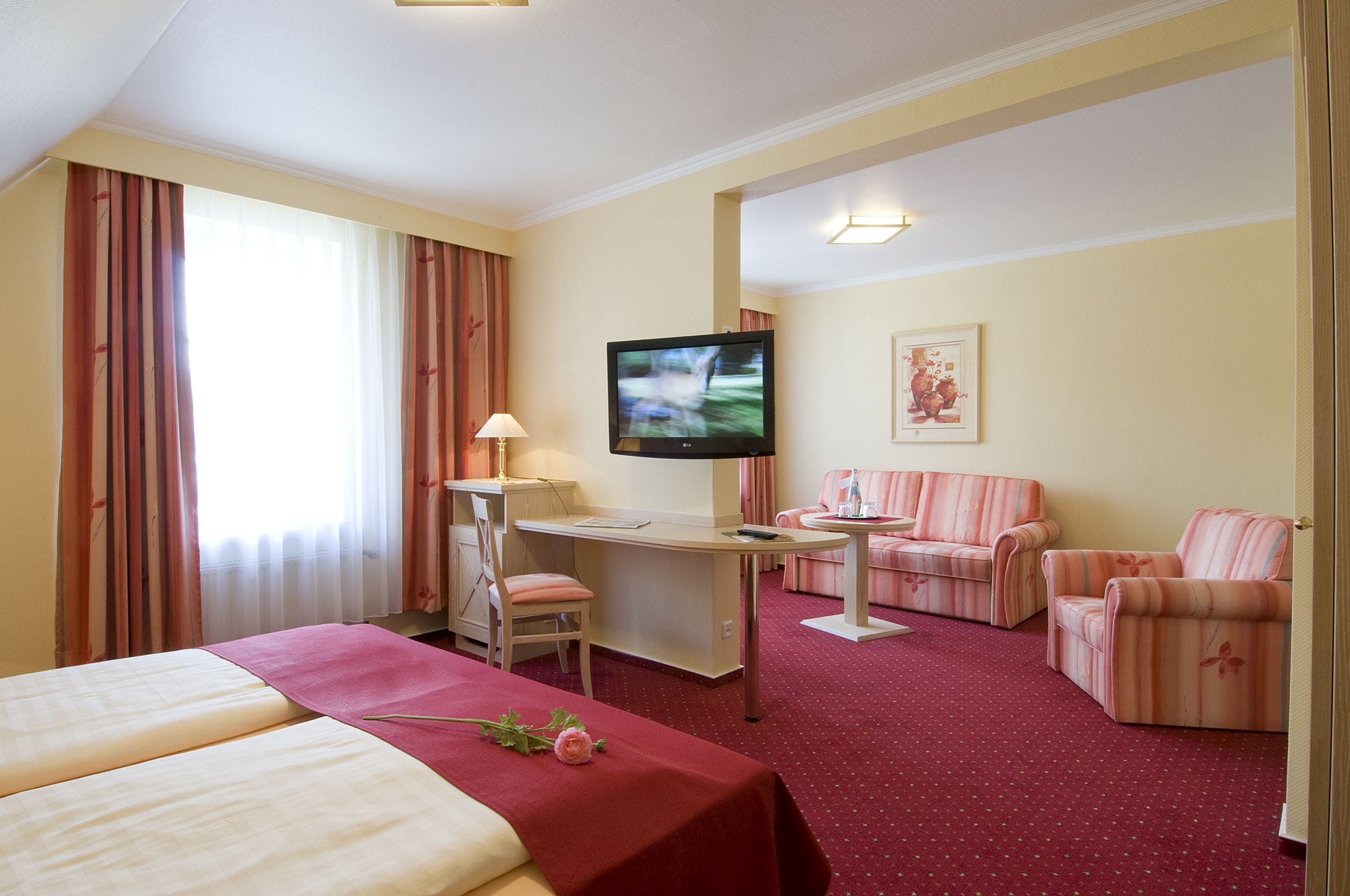 junior suite | premium bedding, in-room safe, desk, laptop workspace