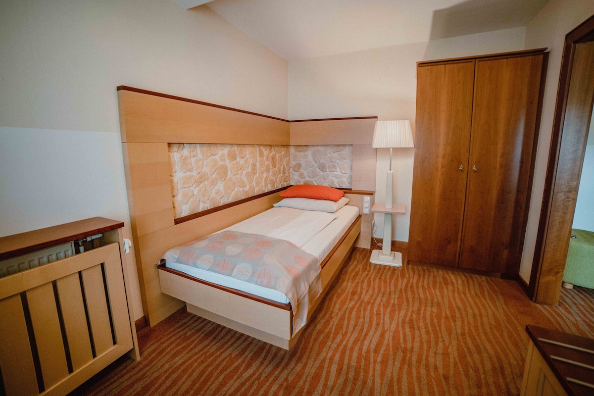 Habitación individual económica | Ropa de cama hipoalergénica, caja fuerte, escritorio