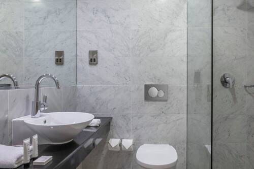 Habitación estándar, 2 camas individuales | Baño | Ducha, artículos de higiene personal gratuitos y secador de pelo