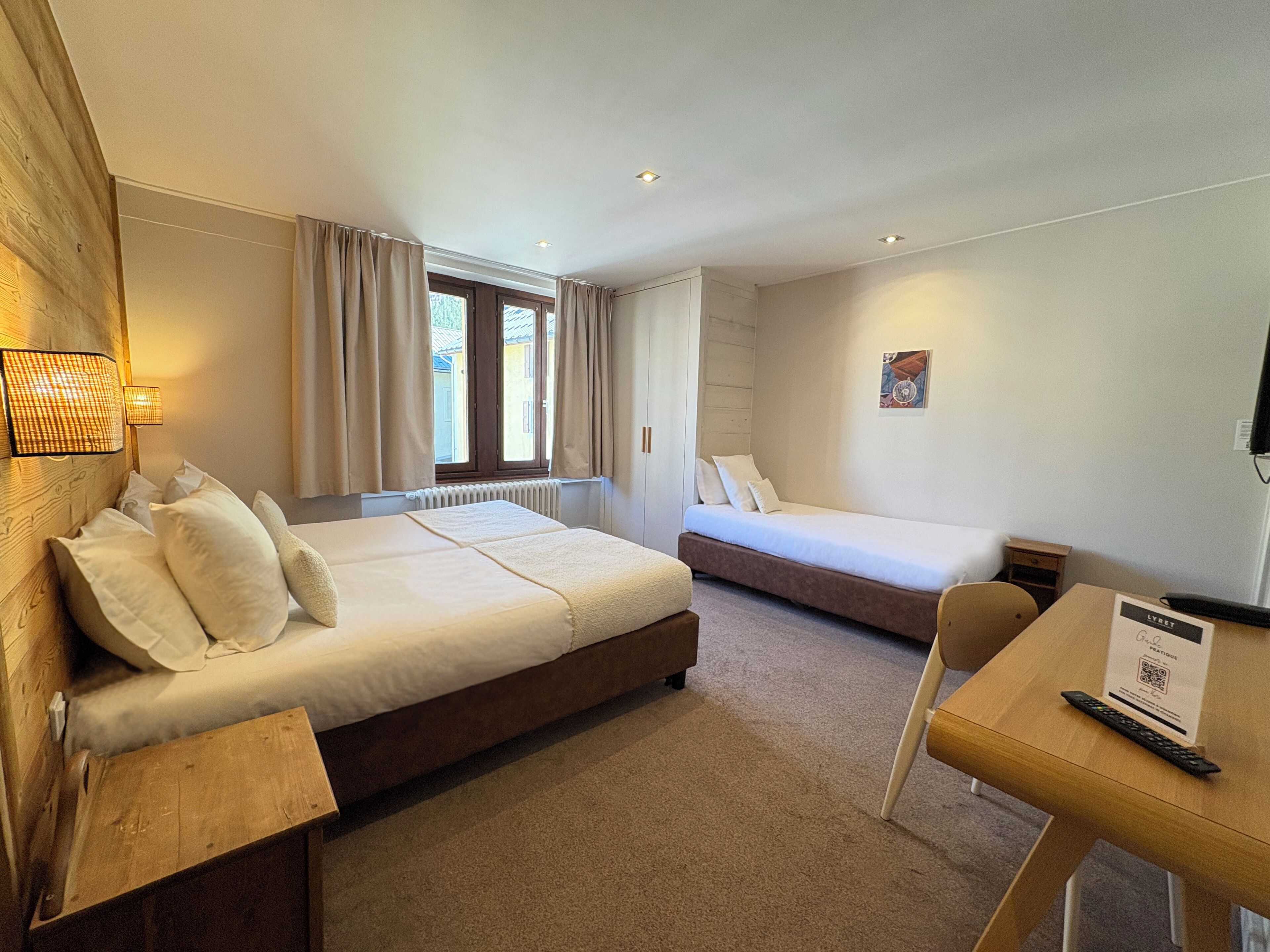 triple room, pool access, mountainside | in-room safe, iron/ironing board, free wifi, bed sheets