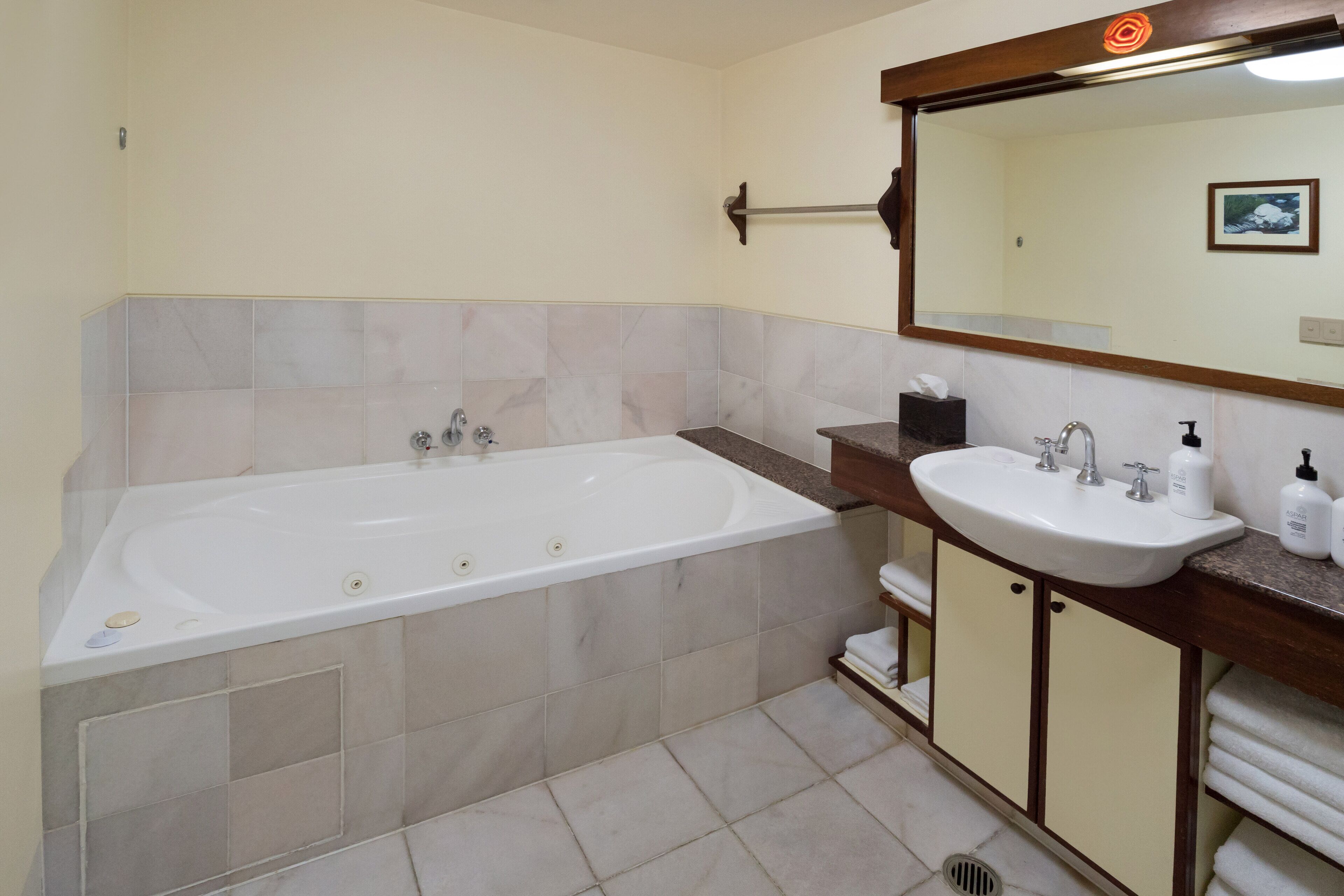 free toiletries, hair dryer, slippers, towels